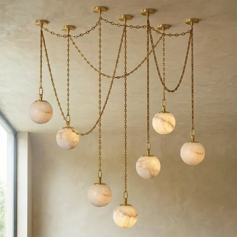 Alabaster Spherical Chain Chandelier – Alabaster detail 32
