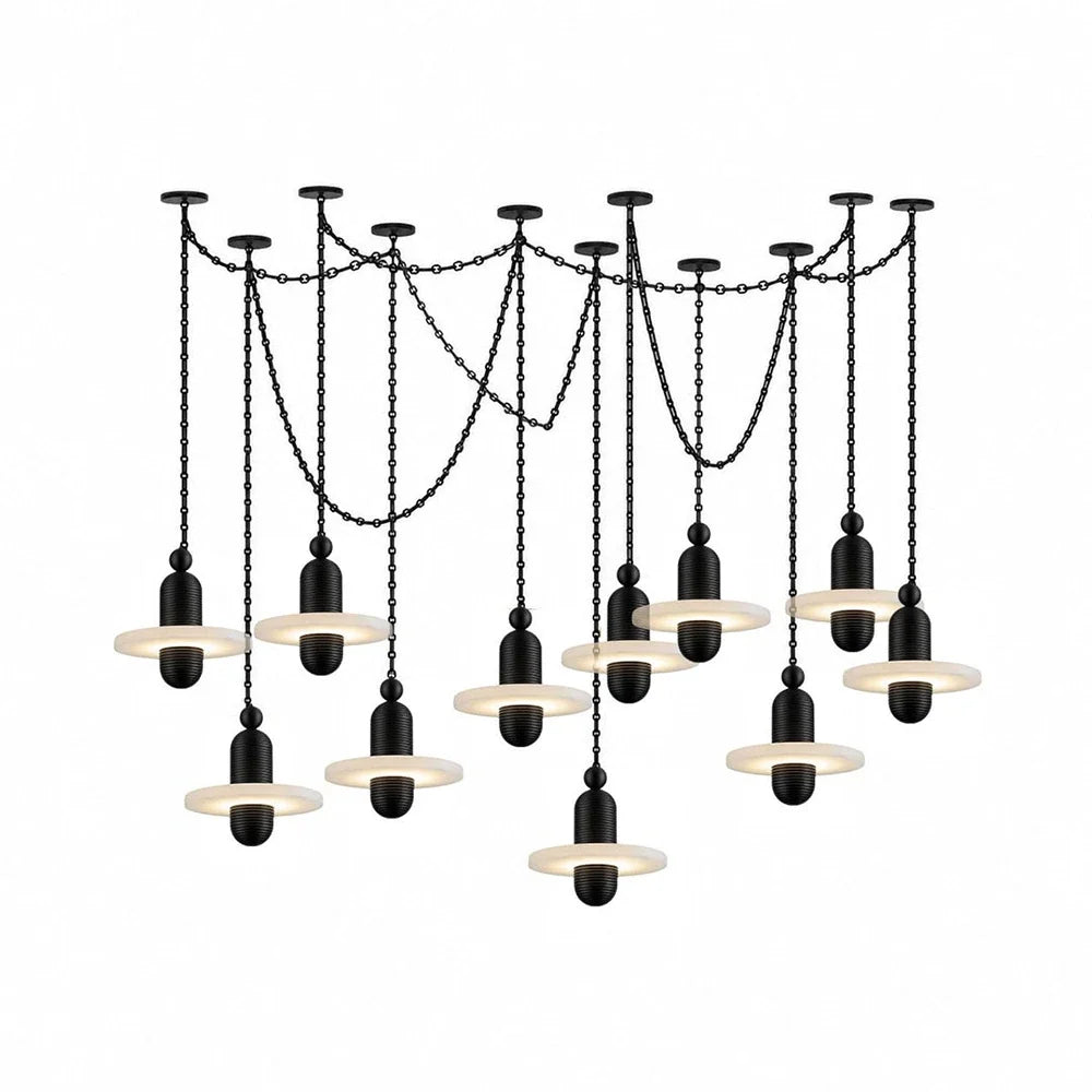 Hollis Ringed Swag Chain Alabaster Chandelier – Alabaster detail 30