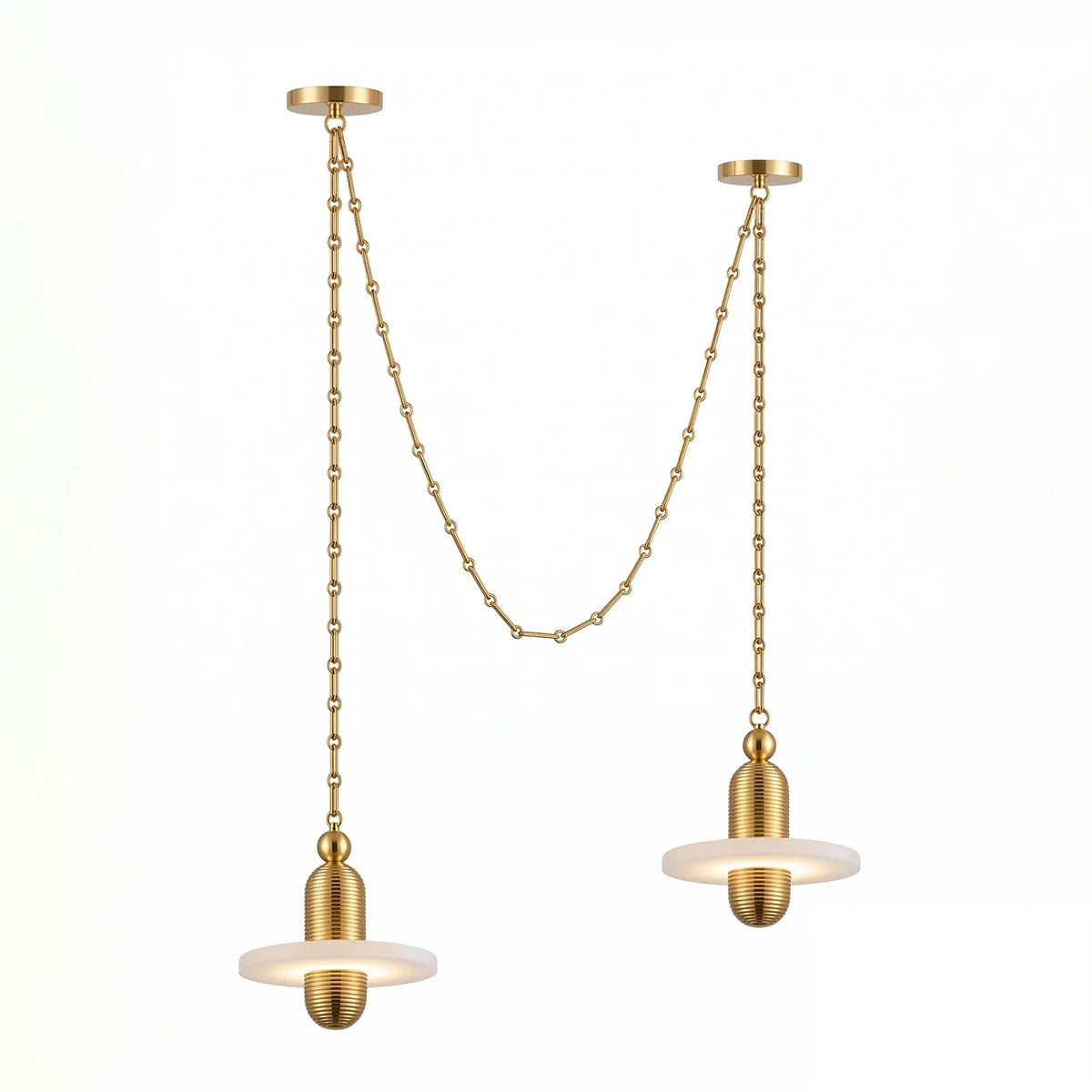 Hollis Ringed Swag Chain Alabaster Chandelier – Alabaster detail 18