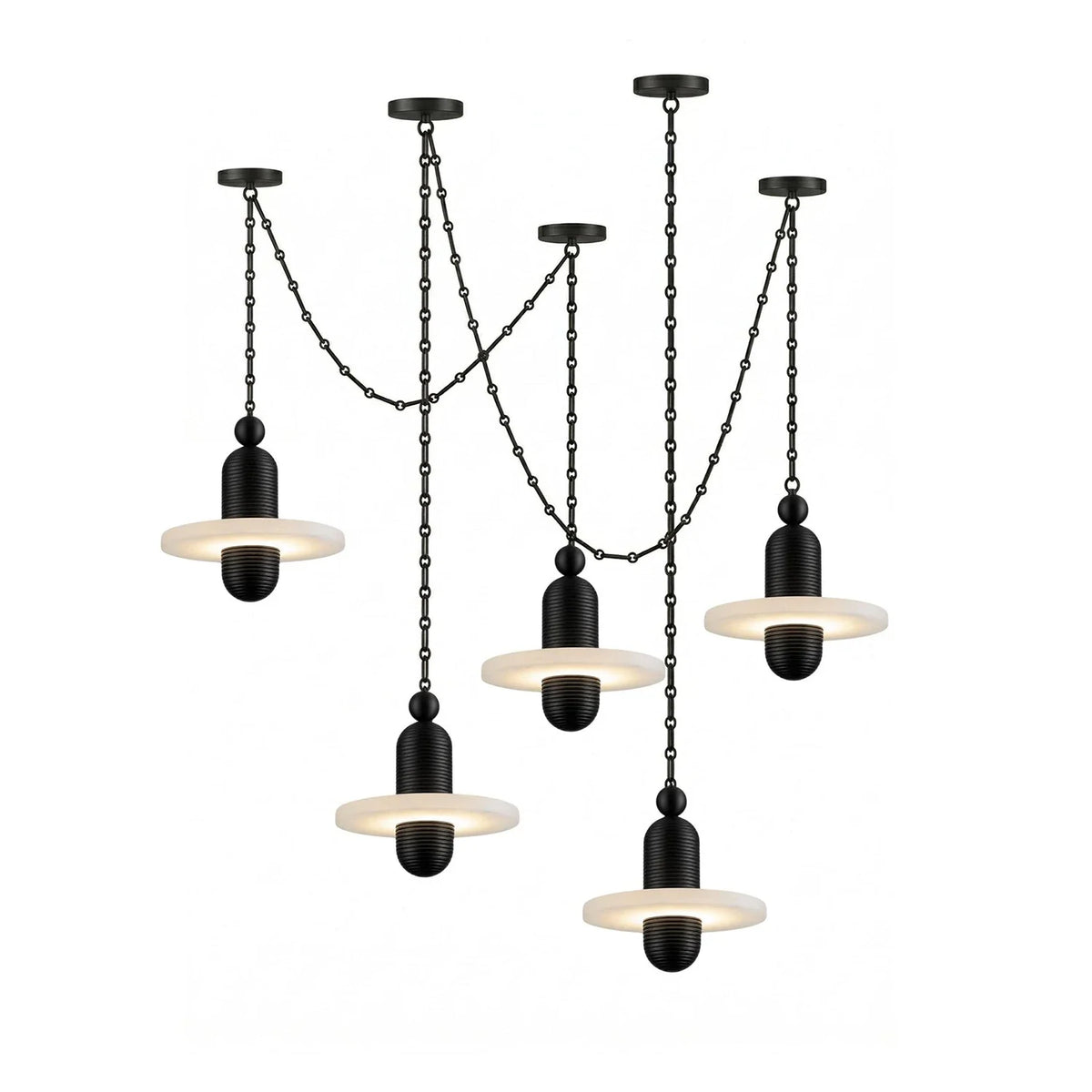 Hollis Ringed Swag Chain Alabaster Chandelier – Alabaster detail 24