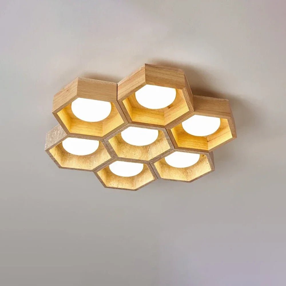 Honeycomb Hexagonal Travertine Ceiling Light – Travertine detail 34