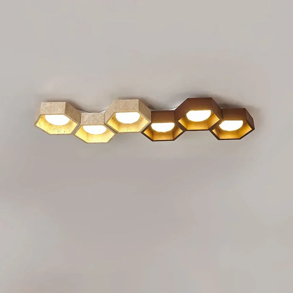 Honeycomb Hexagonal Travertine Ceiling Light – Travertine detail 32