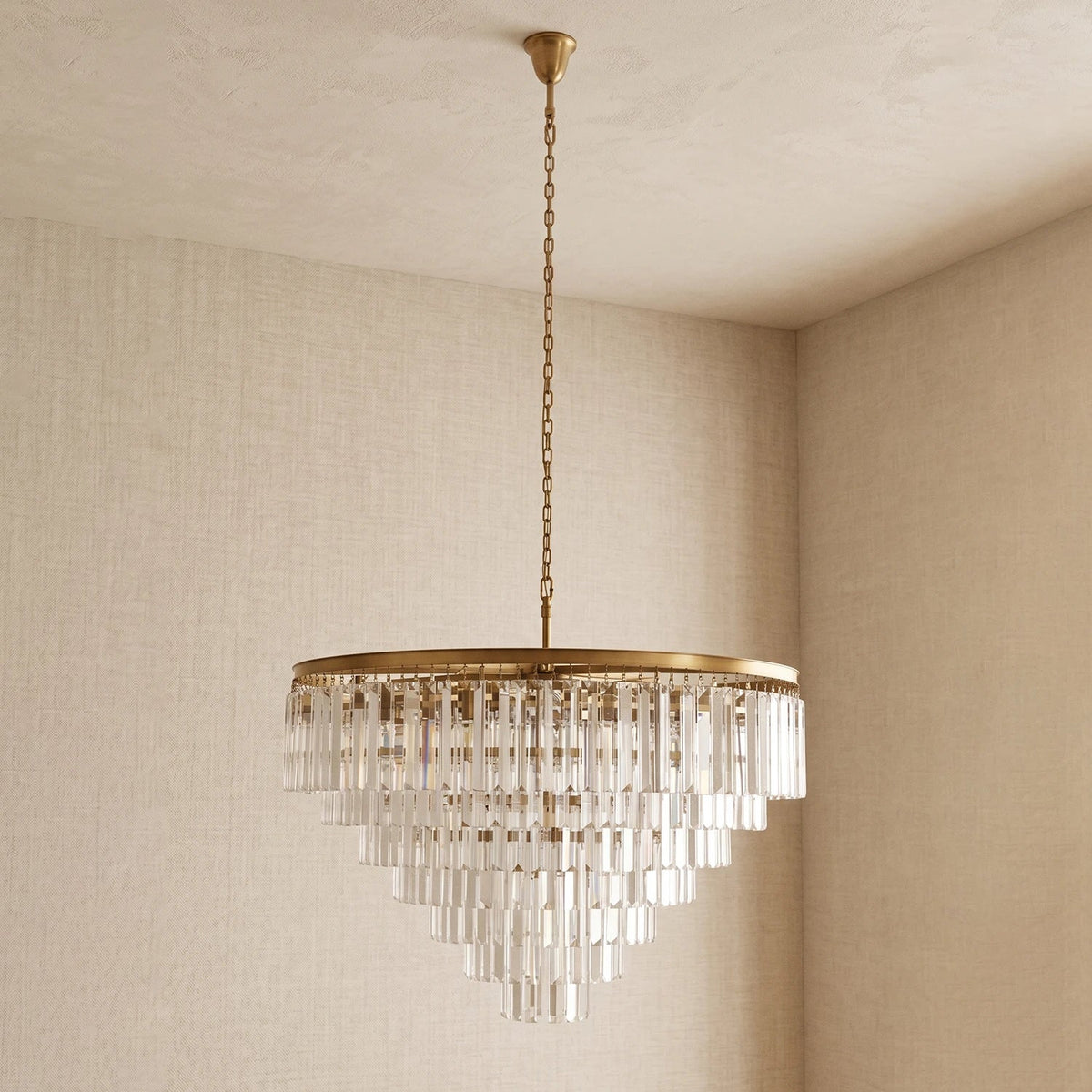Honoria Tiered Glass Fringe Crystal Chandelier – Crystal detail 48
