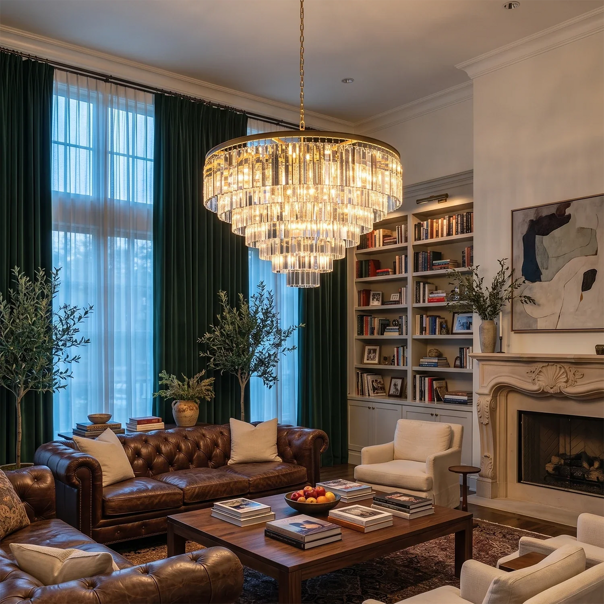 Honoria Tiered Glass Fringe Crystal Chandelier – Crystal detail 4