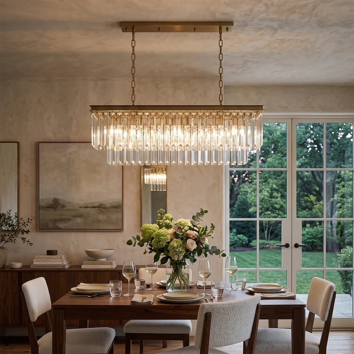Honoria Tiered Glass Fringe Crystal Chandelier – Crystal detail 6