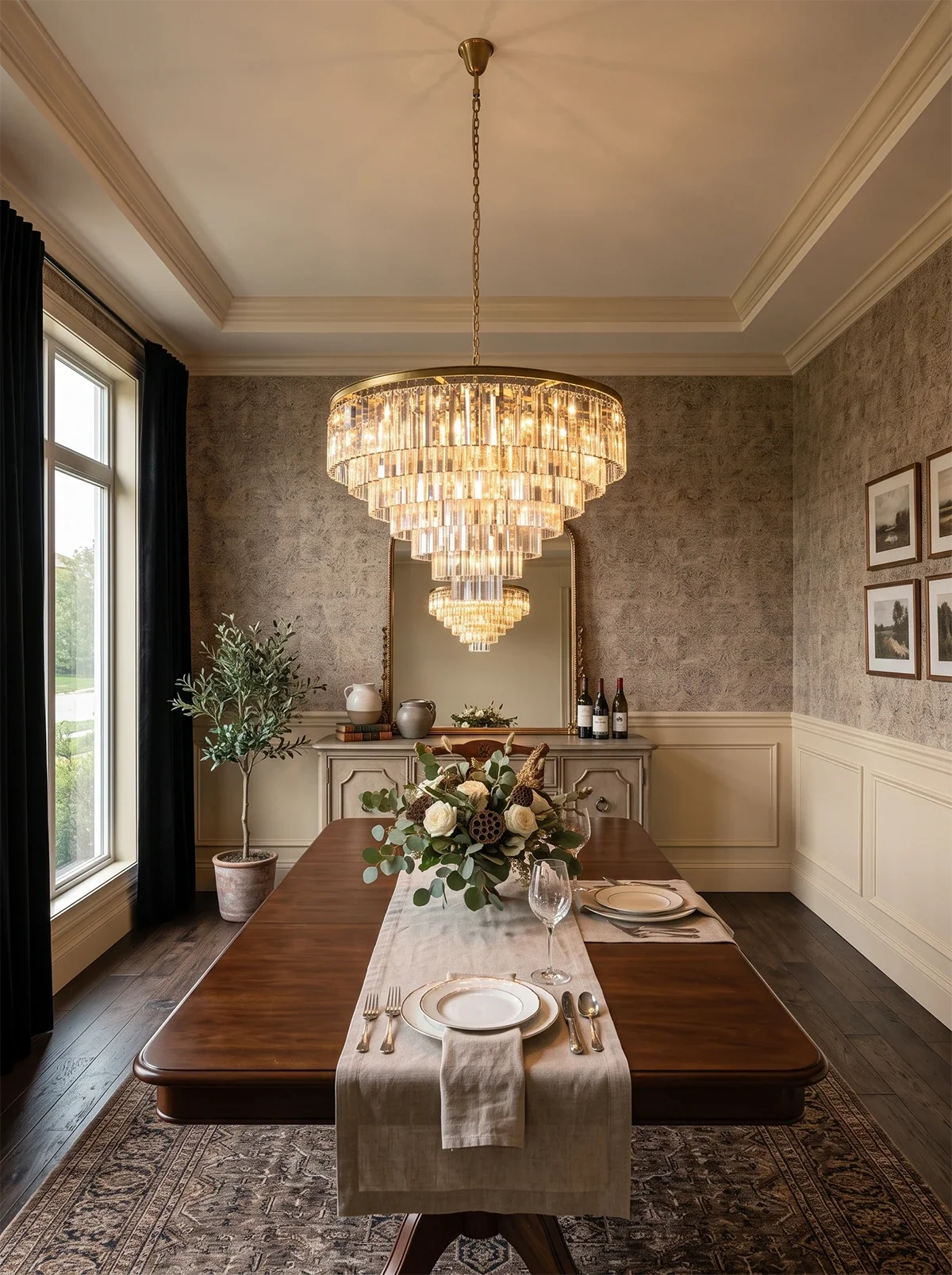 Honoria Tiered Glass Fringe Crystal Chandelier – Crystal detail 15
