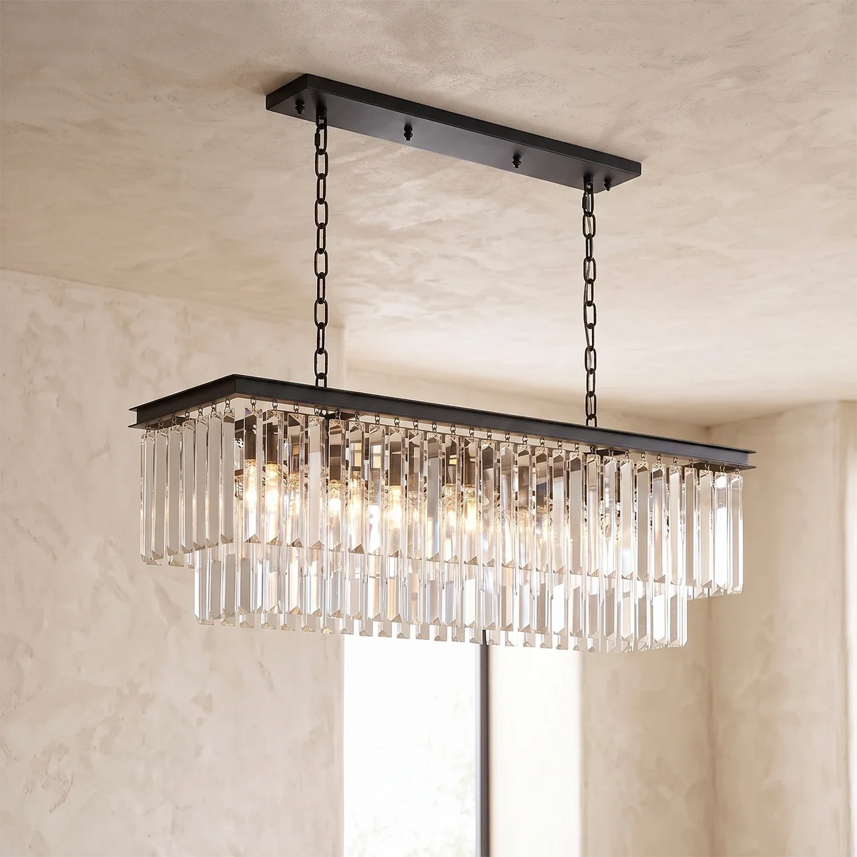 Honoria Tiered Glass Fringe Crystal Chandelier – Crystal detail 26