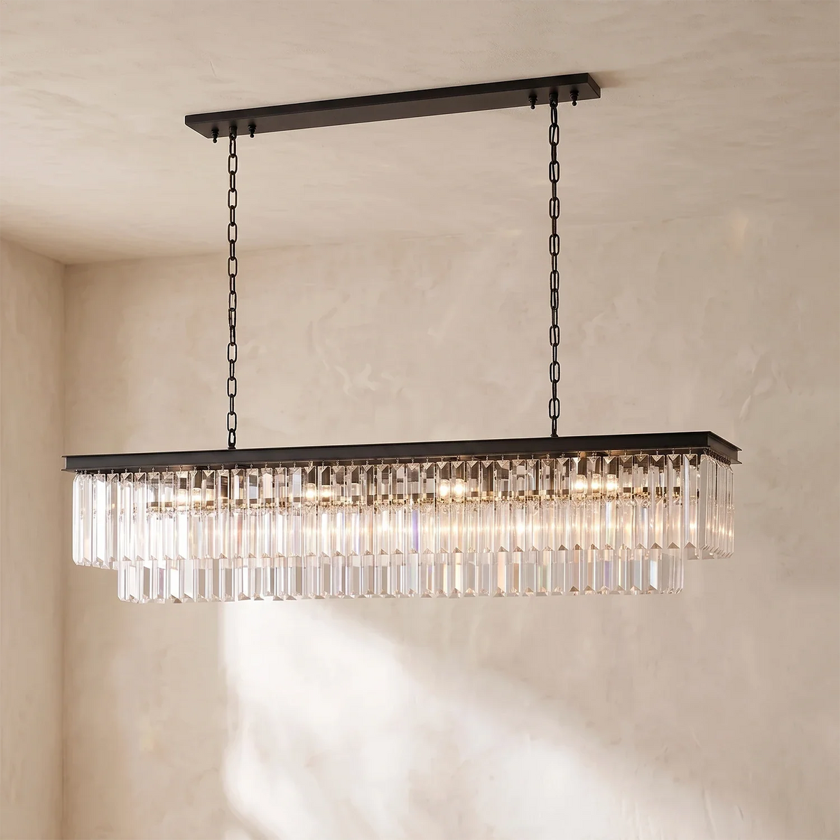 Honoria Tiered Glass Fringe Crystal Chandelier – Crystal detail 32