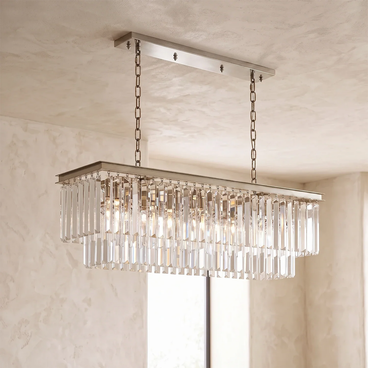 Honoria Tiered Glass Fringe Crystal Chandelier – Crystal detail 27