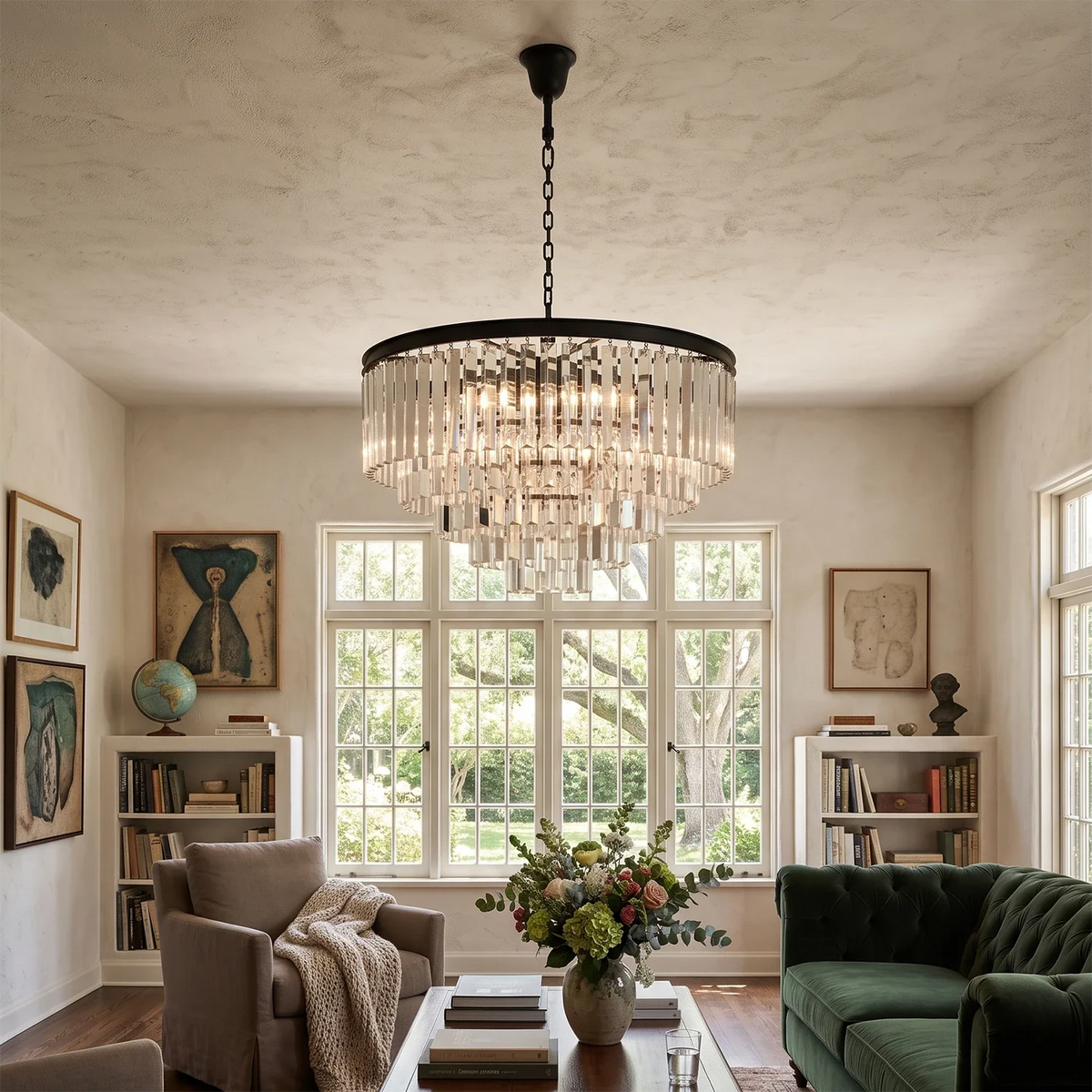 Honoria Tiered Glass Fringe Crystal Chandelier – Crystal detail 9