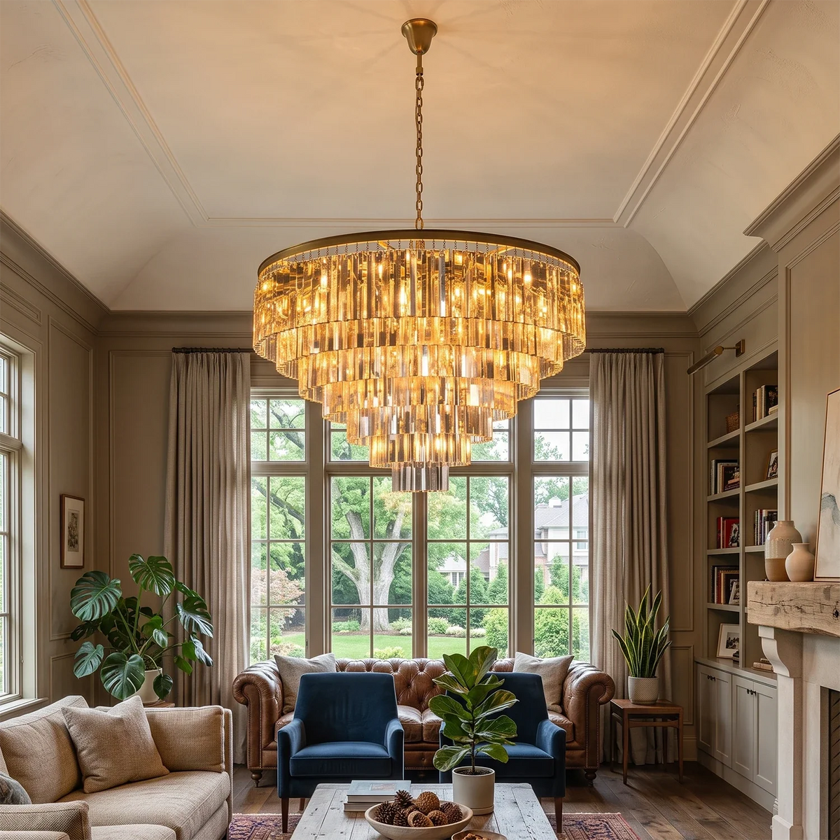 Honoria Tiered Glass Fringe Crystal Chandelier – Crystal detail 2