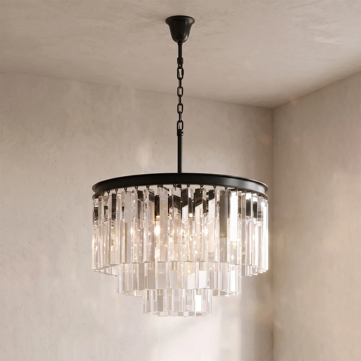 Honoria Tiered Glass Fringe Crystal Chandelier – Crystal detail 20