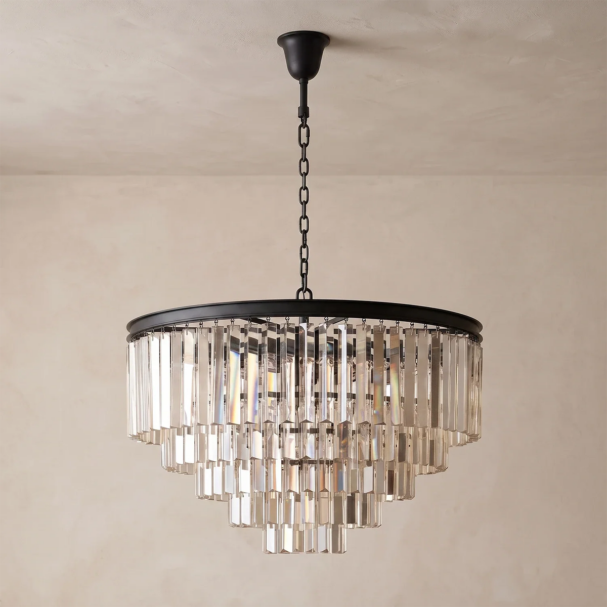 Honoria Tiered Glass Fringe Crystal Chandelier – Crystal detail 23