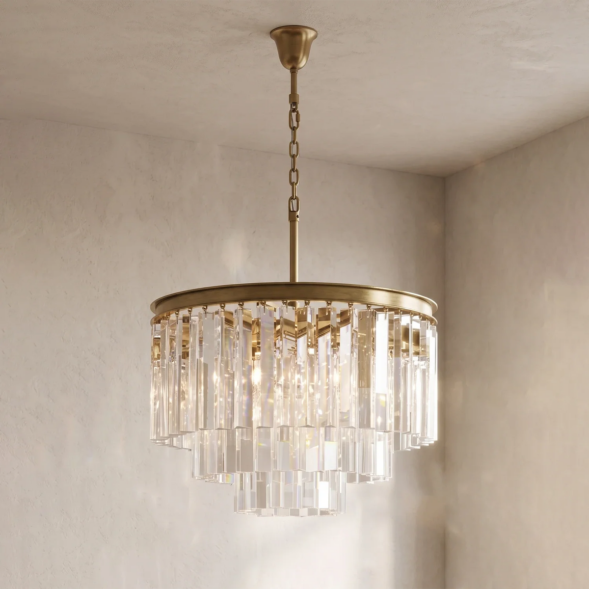 Honoria Tiered Glass Fringe Crystal Chandelier – Crystal detail 19