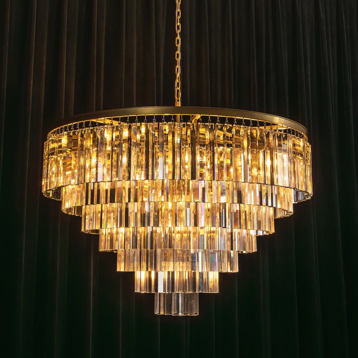 Honoria Tiered Glass Fringe Crystal Chandelier – Crystal detail 39