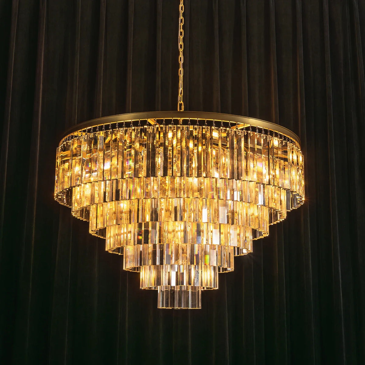 Honoria Tiered Glass Fringe Crystal Chandelier – Crystal detail 37