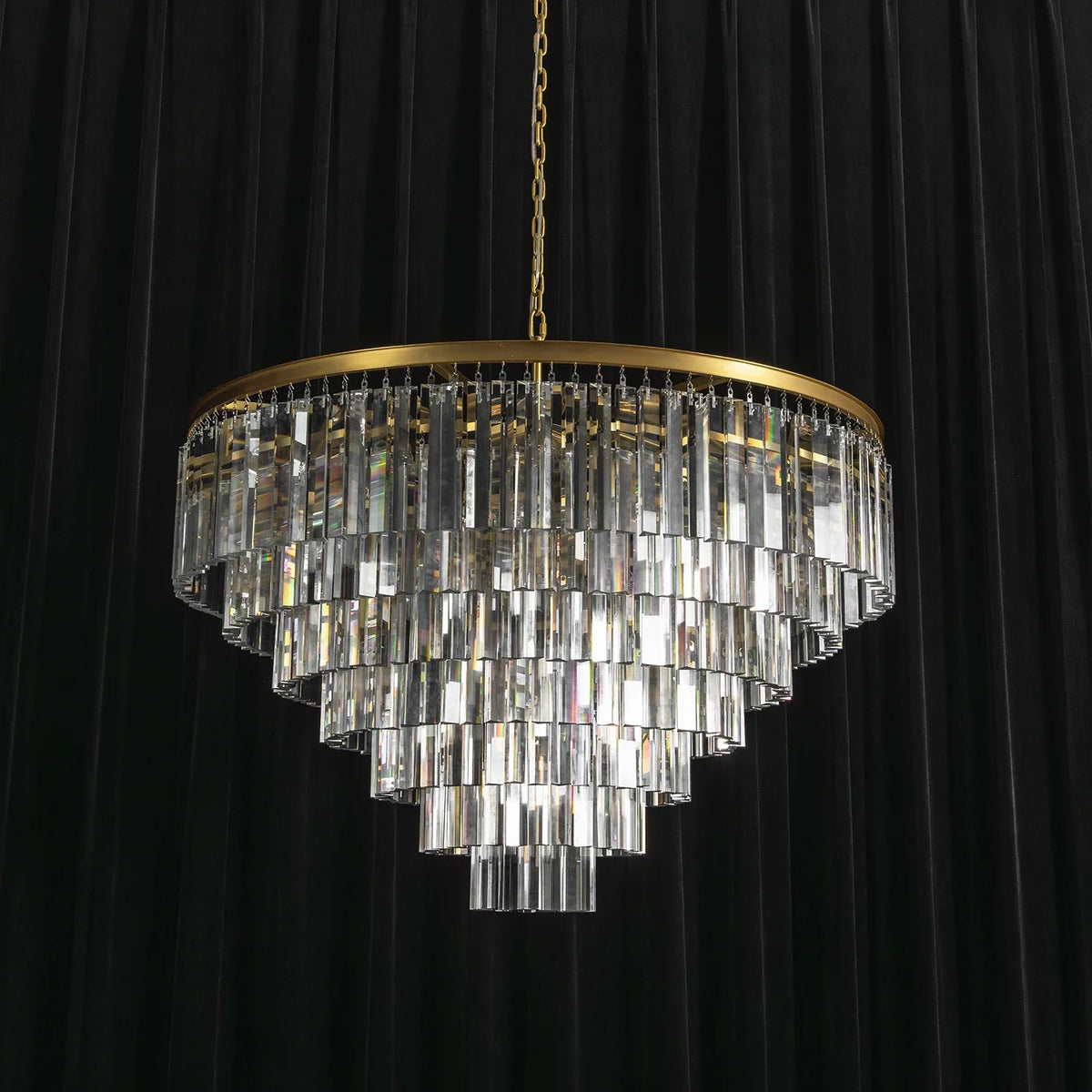Honoria Tiered Glass Fringe Crystal Chandelier – Crystal detail 38