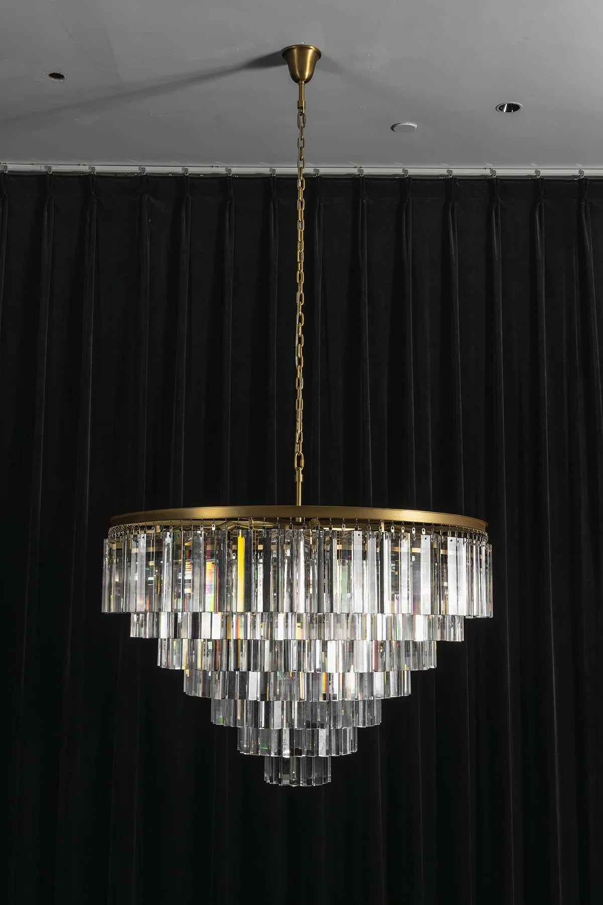 Honoria Tiered Glass Fringe Crystal Chandelier – Crystal detail 45