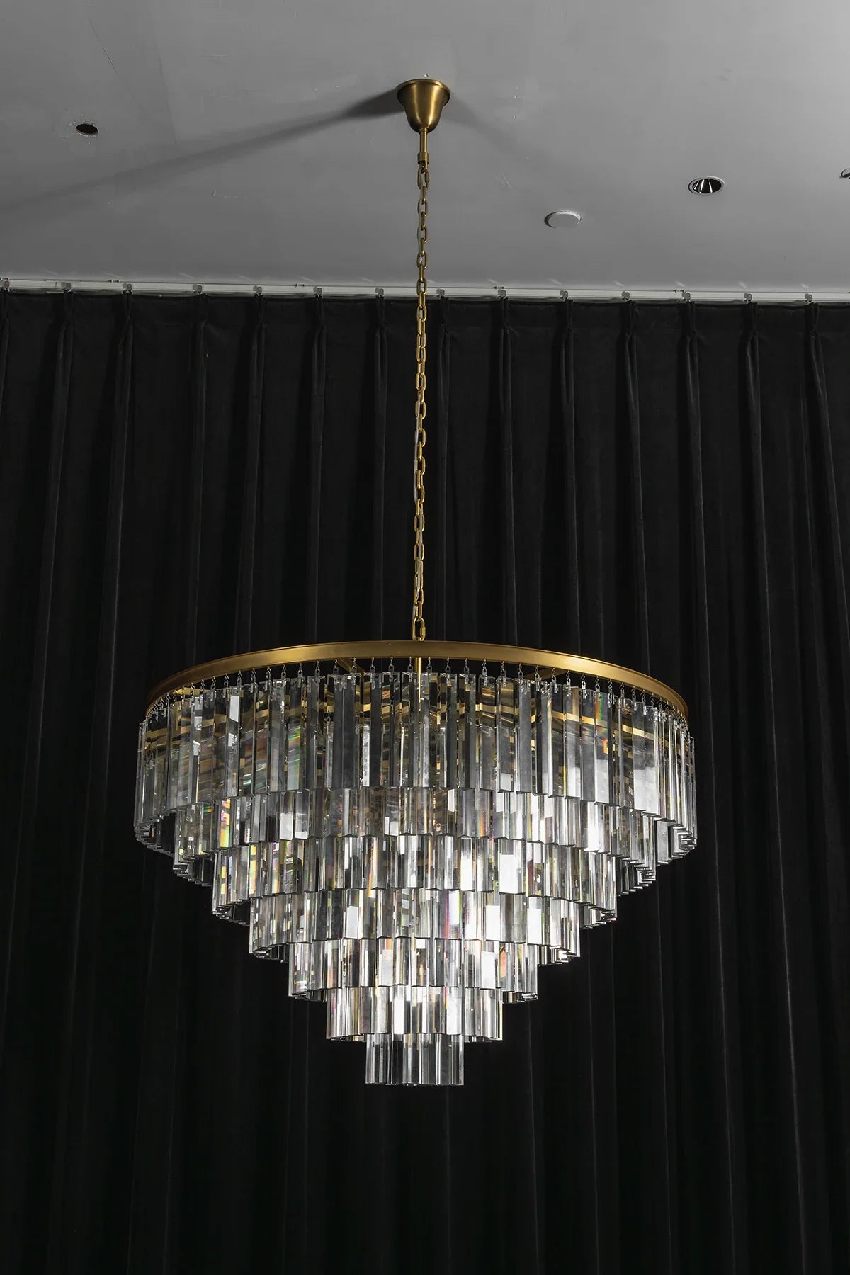 Honoria Tiered Glass Fringe Crystal Chandelier – Crystal detail 46