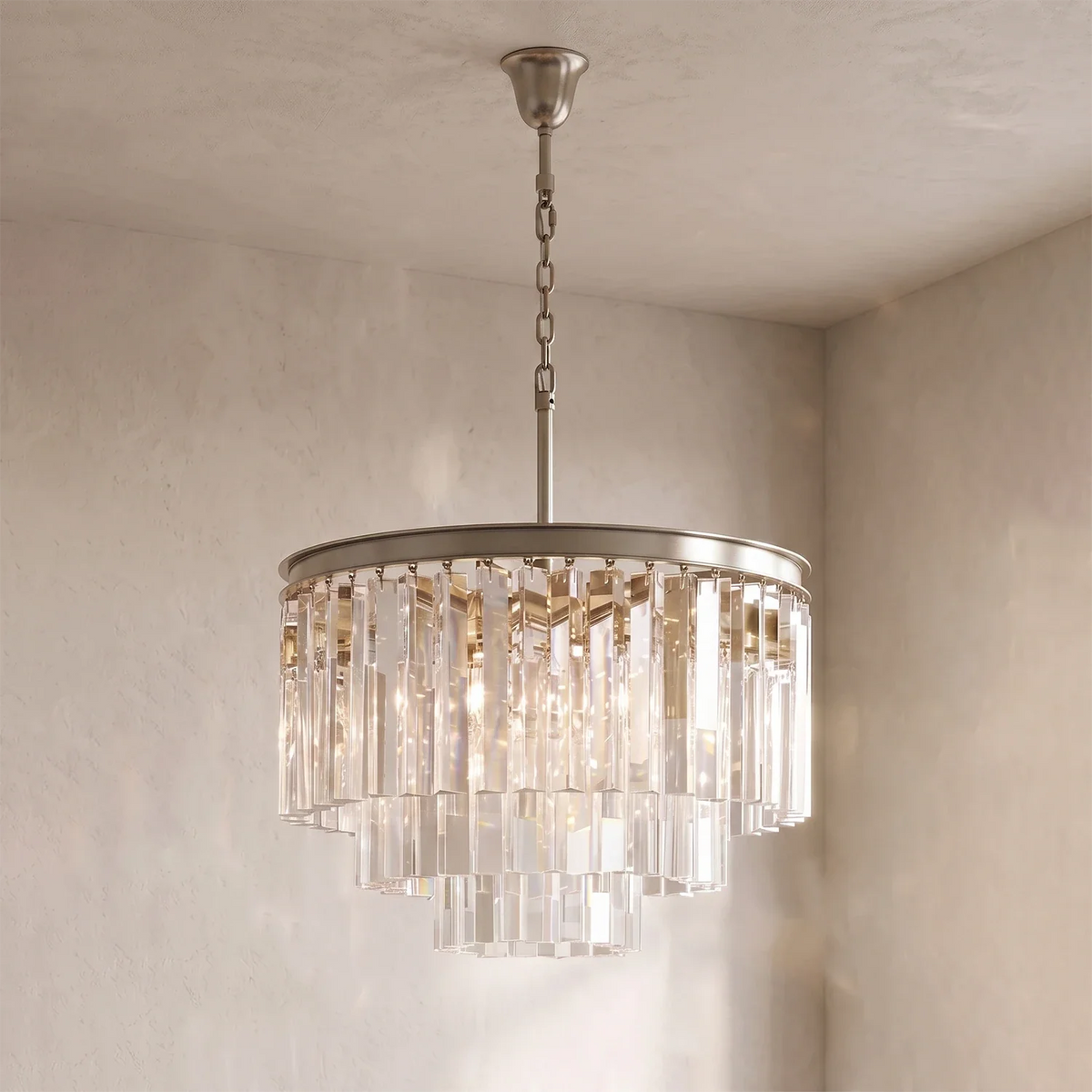 Honoria Tiered Glass Fringe Crystal Chandelier – Crystal detail 21