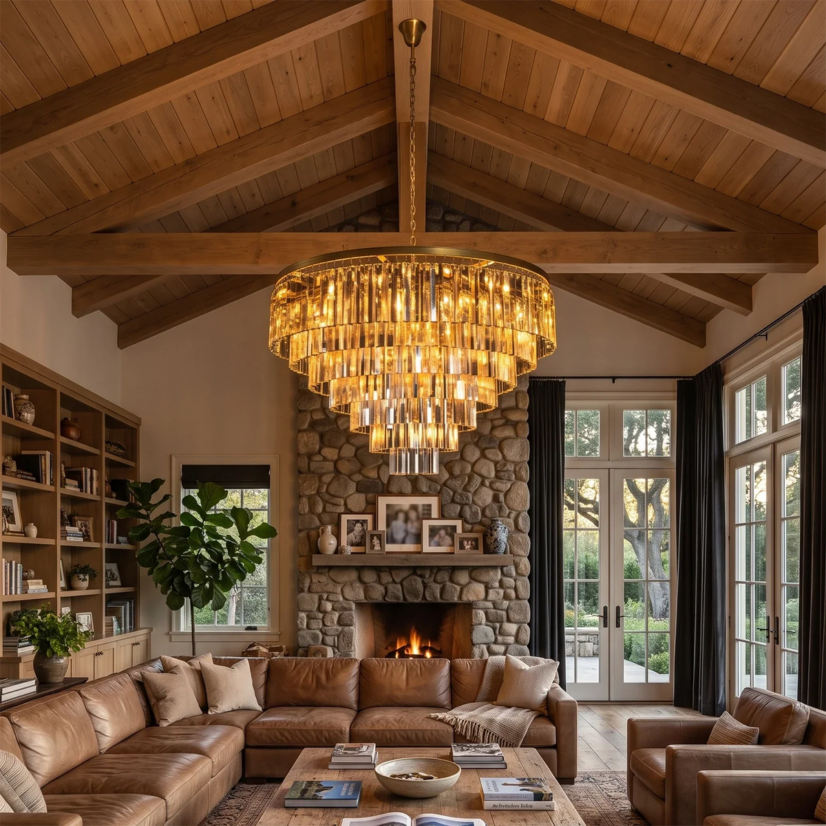 Honoria Tiered Glass Fringe Crystal Chandelier – Crystal detail 8