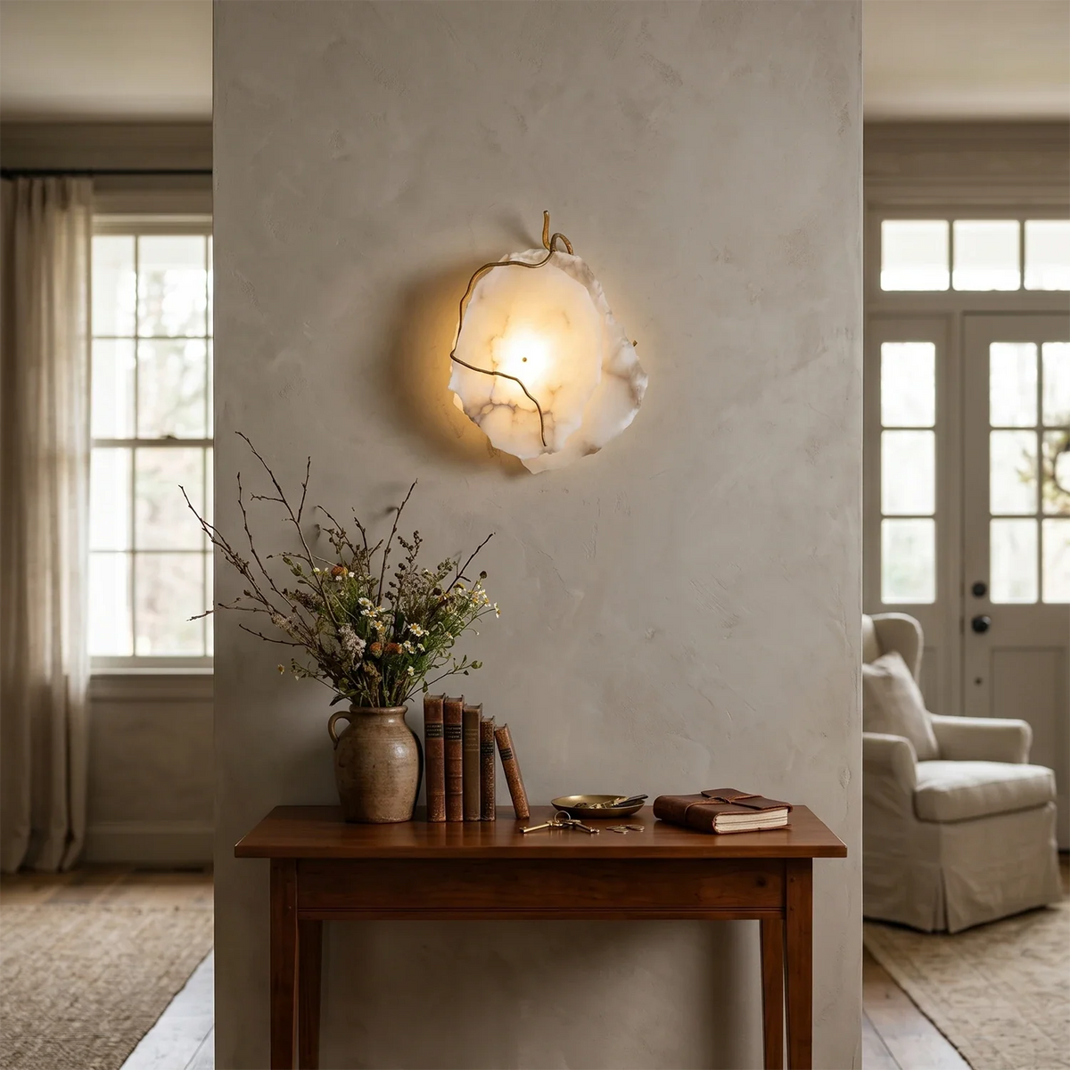 Irregular Alabaster Brass Wall Lamp – Alabaster detail 5