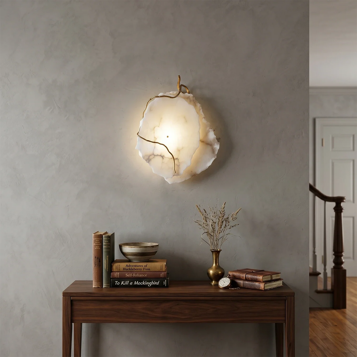 Irregular Alabaster Brass Wall Lamp – Alabaster detail 7