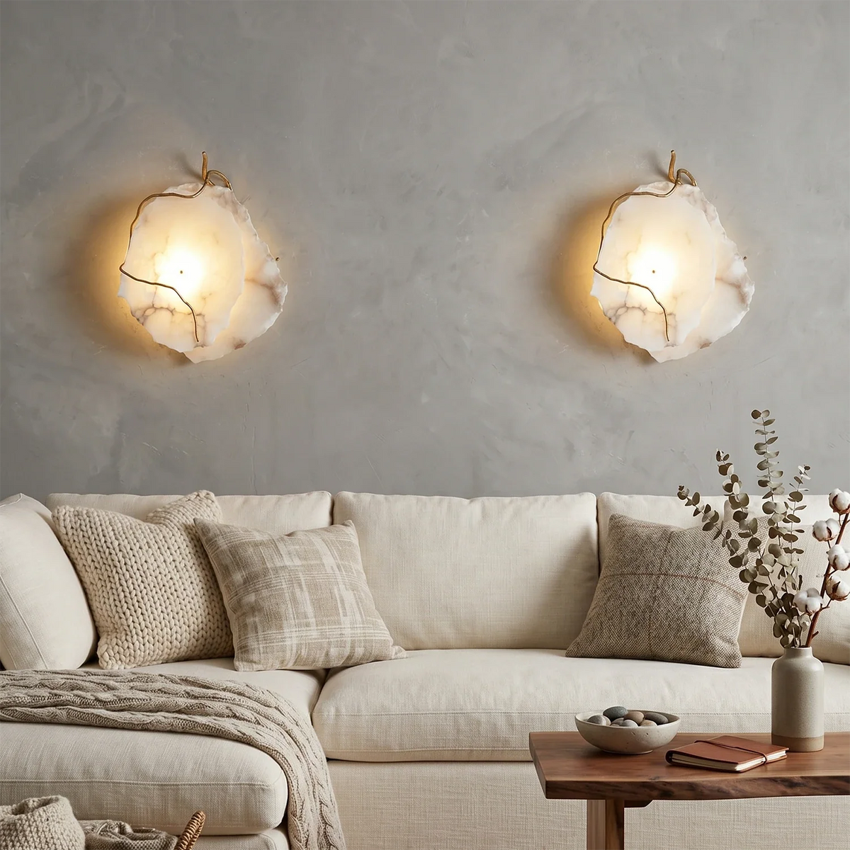 Irregular Alabaster Brass Wall Lamp – Alabaster detail 9