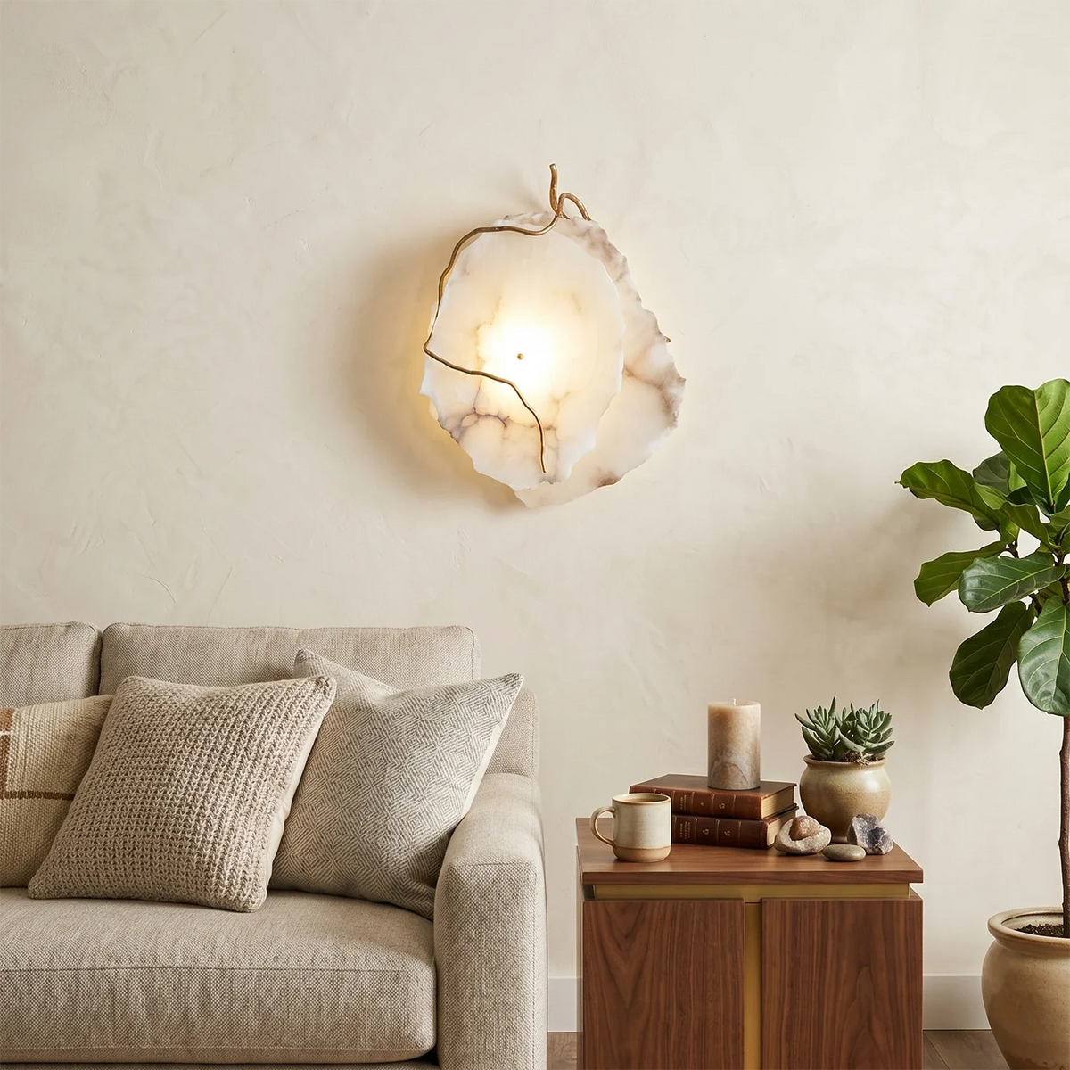 Irregular Alabaster Brass Wall Lamp – Alabaster detail 2