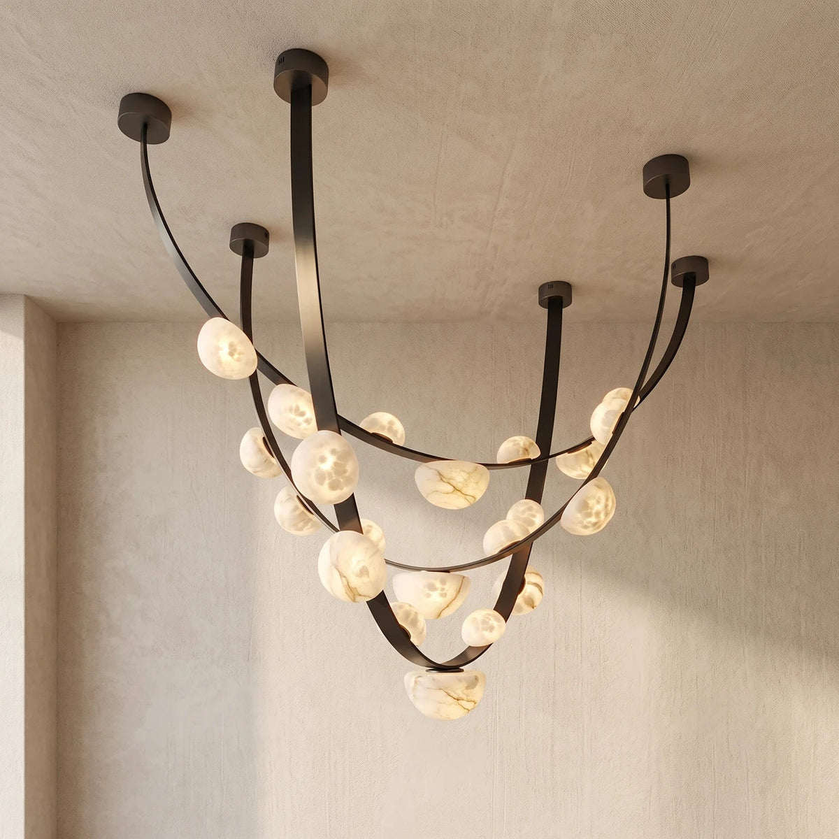 Isolde Draped Arc Alabaster Chandelier – Alabaster detail 17