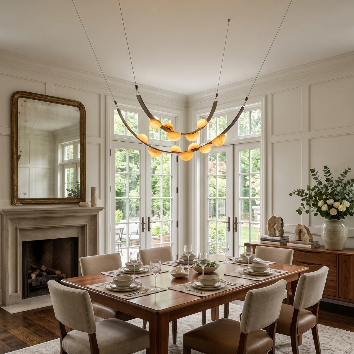 Isolde Draped Arc Alabaster Chandelier – Alabaster detail 4
