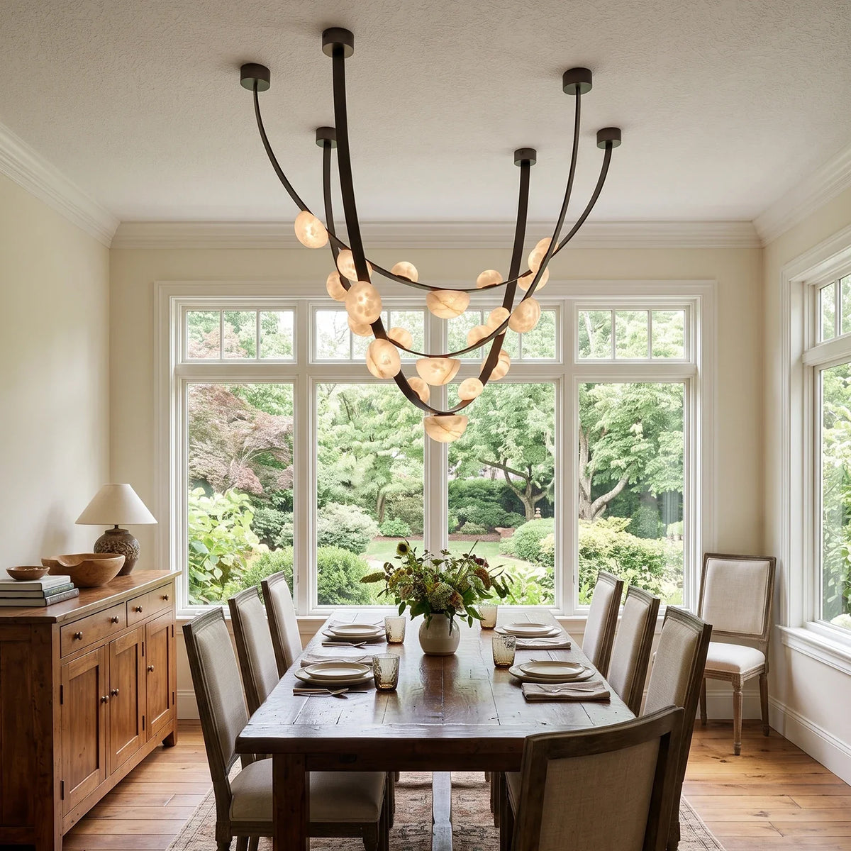 Isolde Draped Arc Alabaster Chandelier – Alabaster detail 2