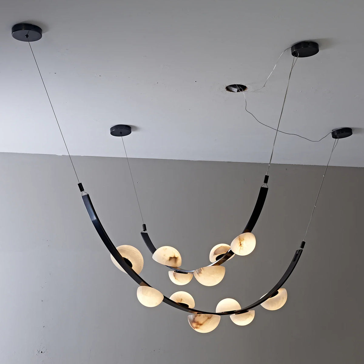 Isolde Draped Arc Alabaster Chandelier – Alabaster detail 15