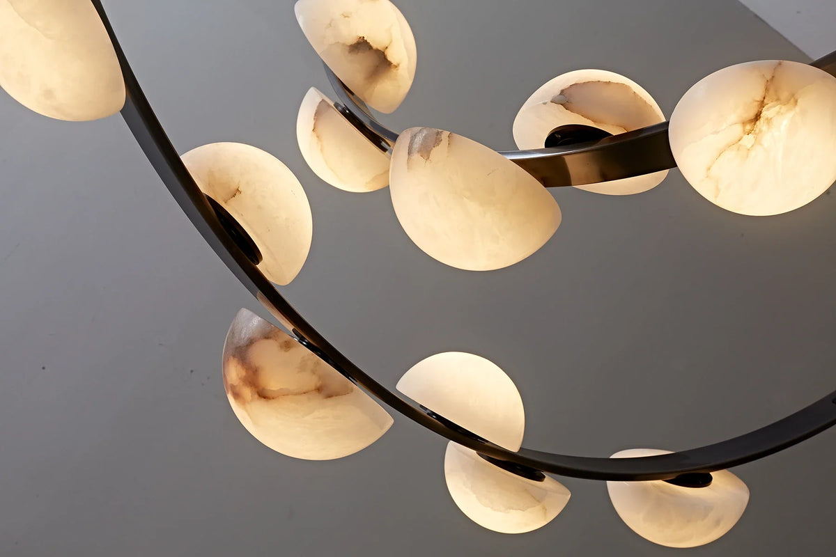 Isolde Draped Arc Alabaster Chandelier – Alabaster detail 11