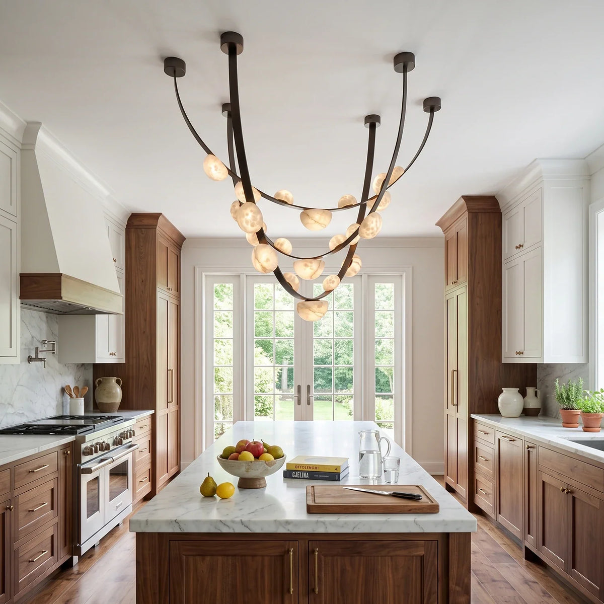 Isolde Draped Arc Alabaster Chandelier – Alabaster detail 3