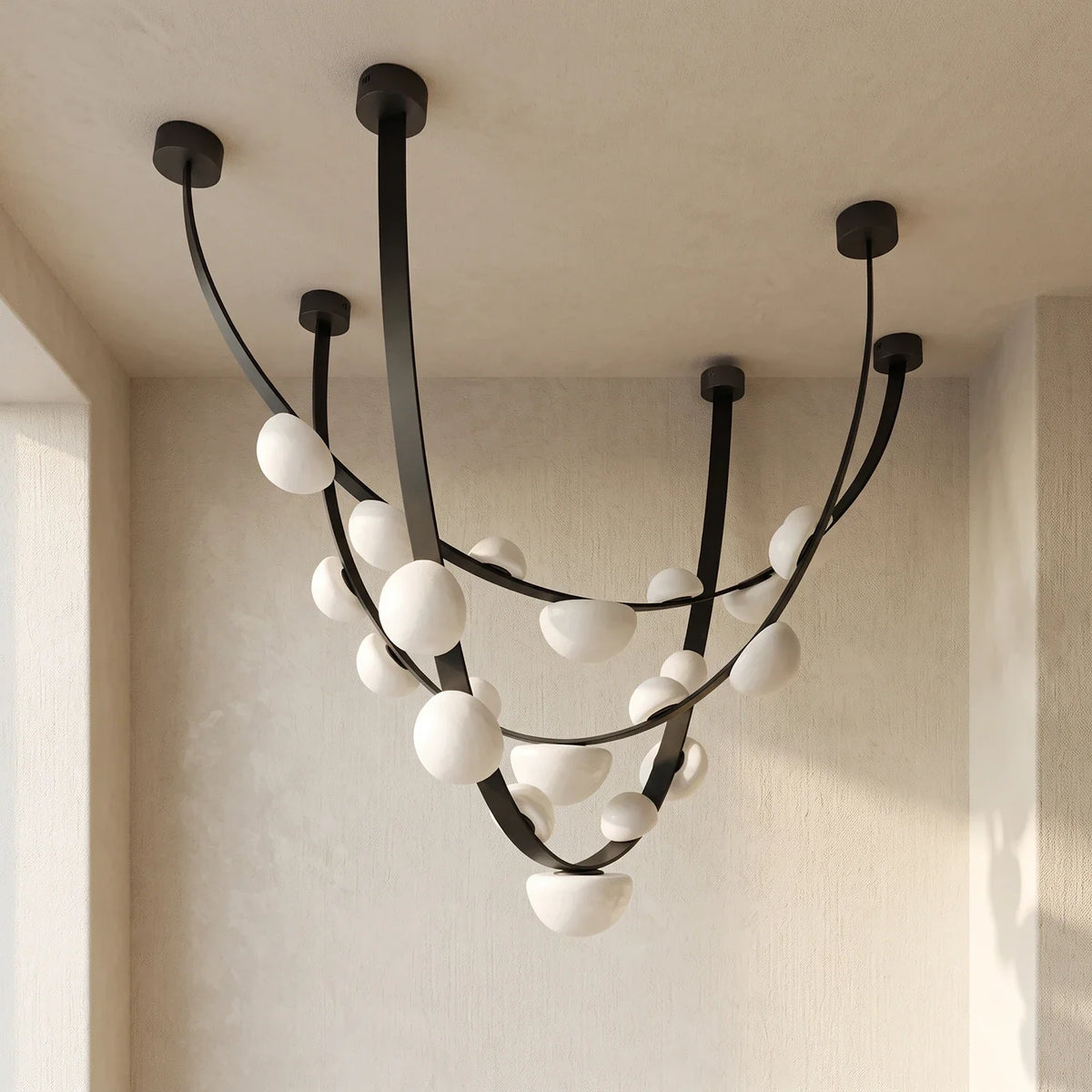 Isolde Draped Arc Alabaster Chandelier – Alabaster detail 18