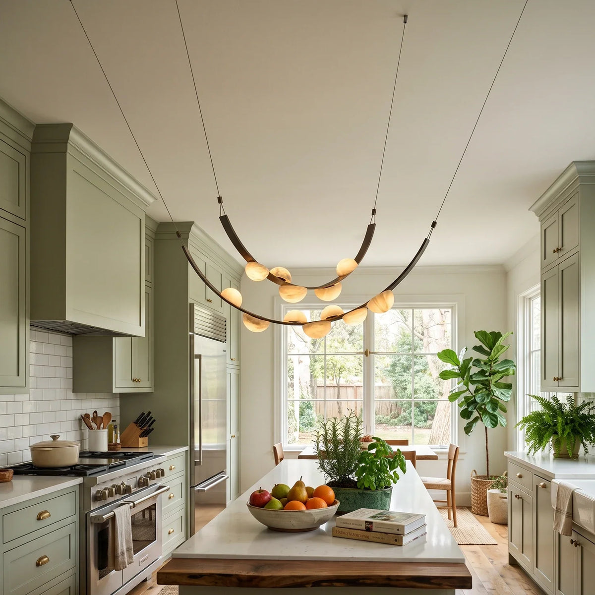 Isolde Draped Arc Alabaster Chandelier – Alabaster detail 8