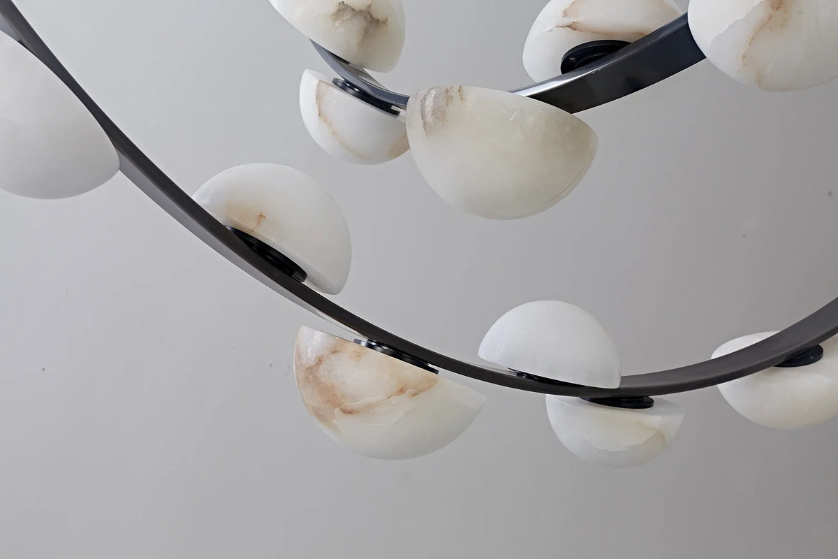 Isolde Draped Arc Alabaster Chandelier – Alabaster detail 12