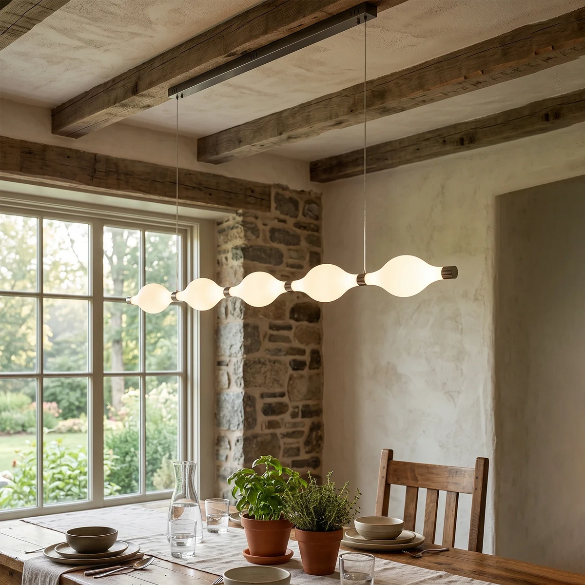 Italian Table Bar Line Glass Chandelier – Glass detail 2