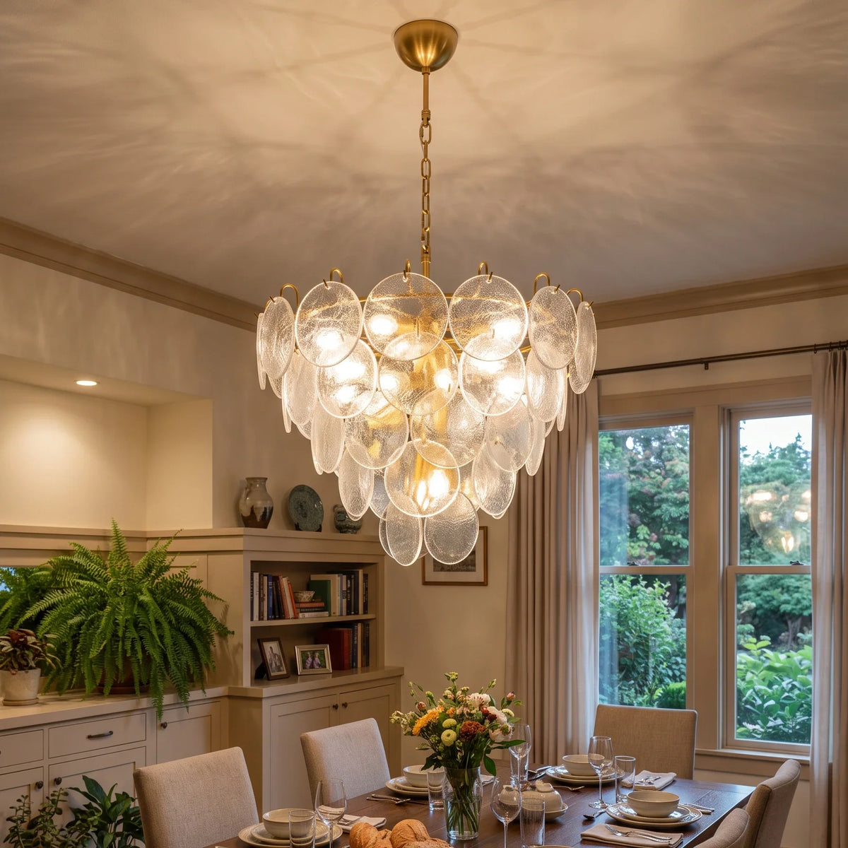 Iviana Iridescent Clear Disc Glass Chandelier – Glass detail 6