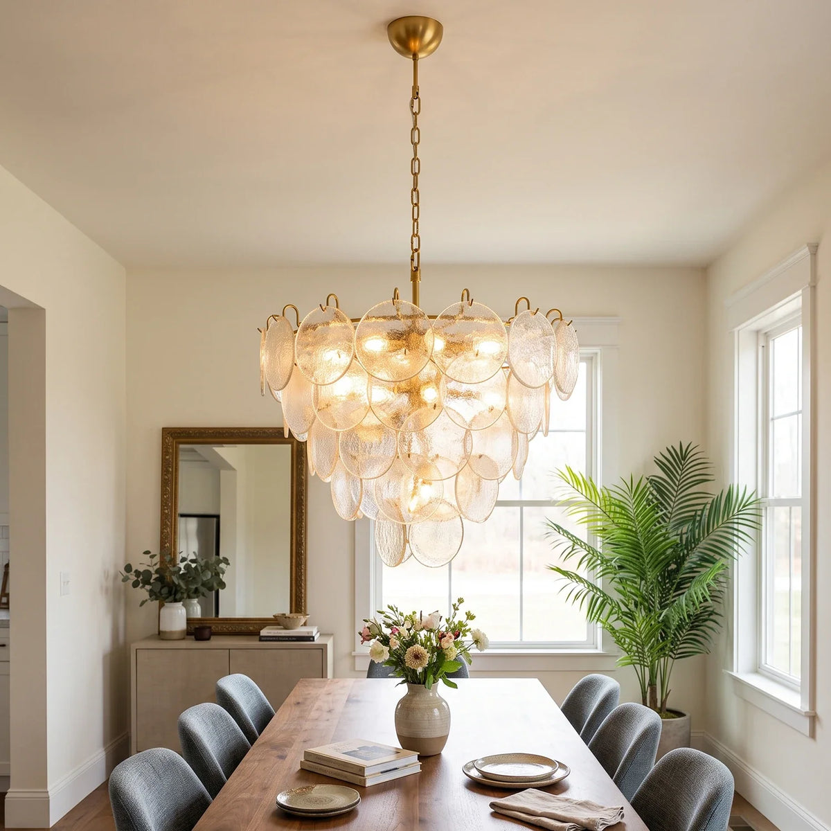 Iviana Iridescent Clear Disc Glass Chandelier – LightExp