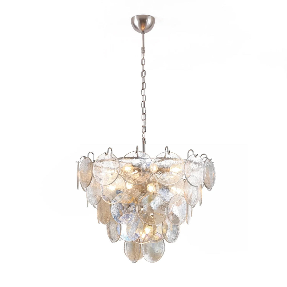 Iviana Iridescent Clear Disc Glass Chandelier – Glass detail 13