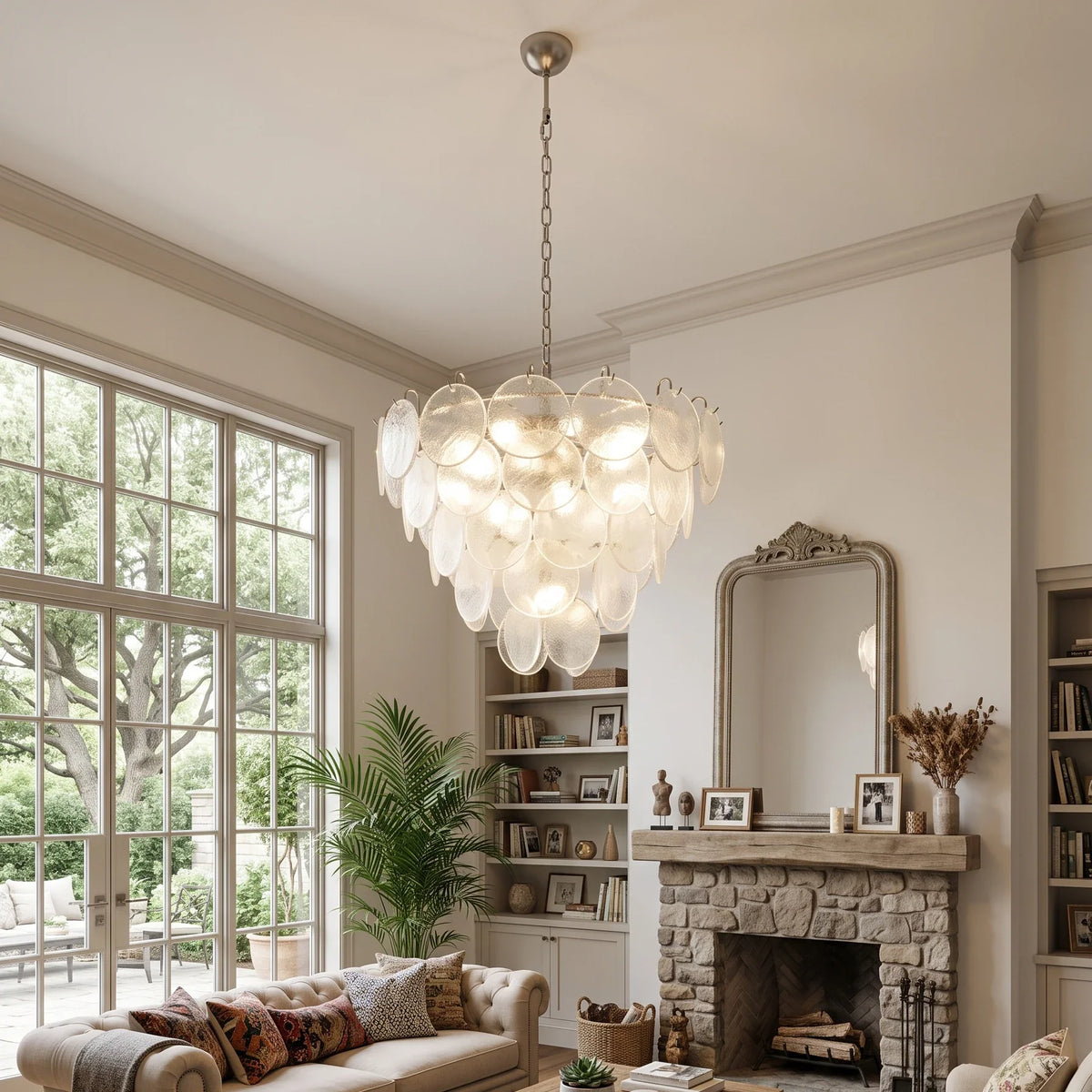 Iviana Iridescent Clear Disc Glass Chandelier – LightExp