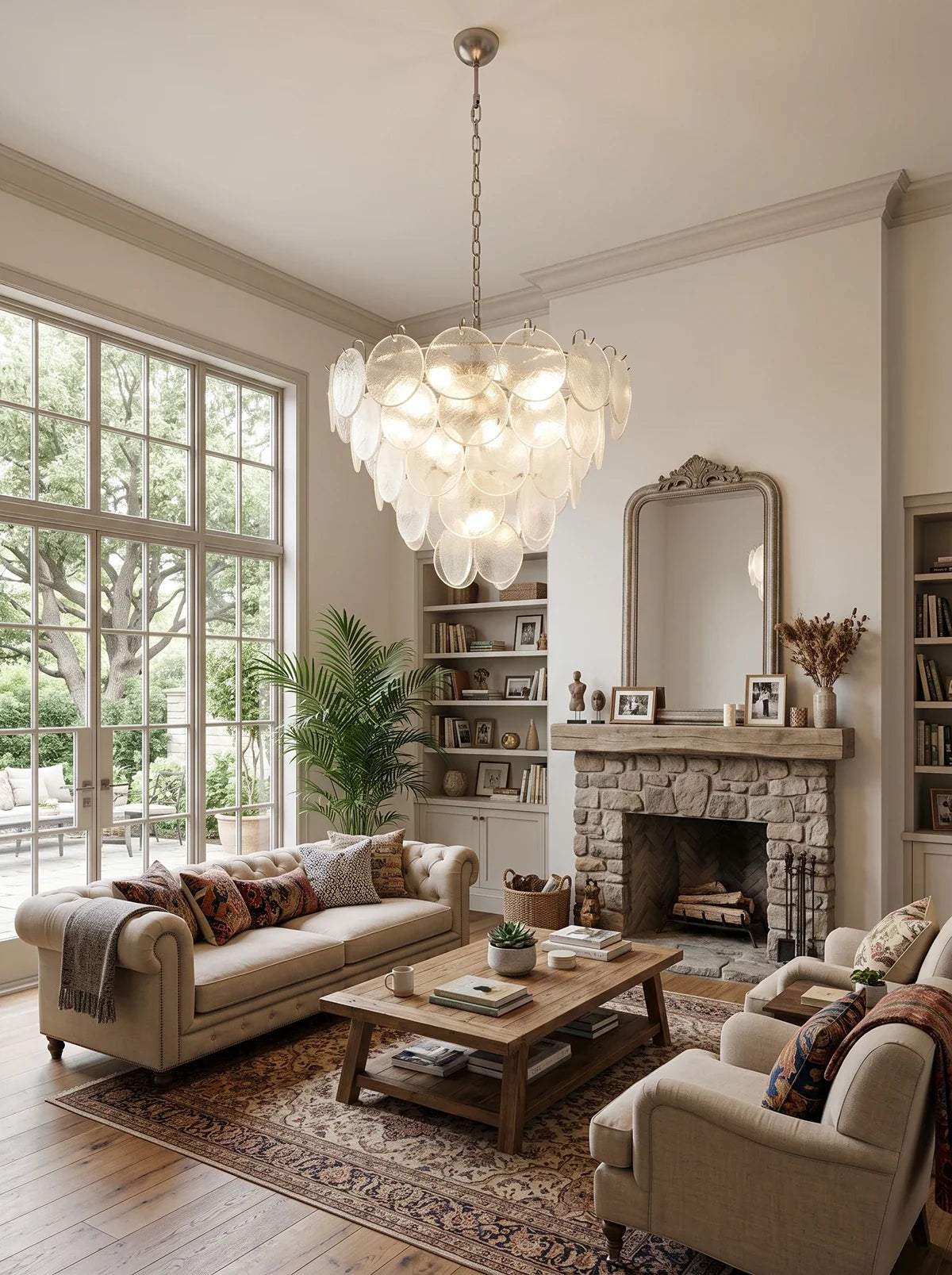 Iviana Iridescent Clear Disc Glass Chandelier – Glass detail 8