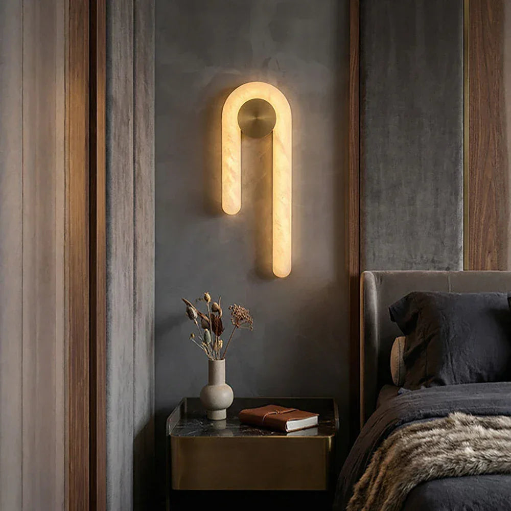 J-Shape Arlo Loop Alabaster Wall Sconce – Alabaster detail 7