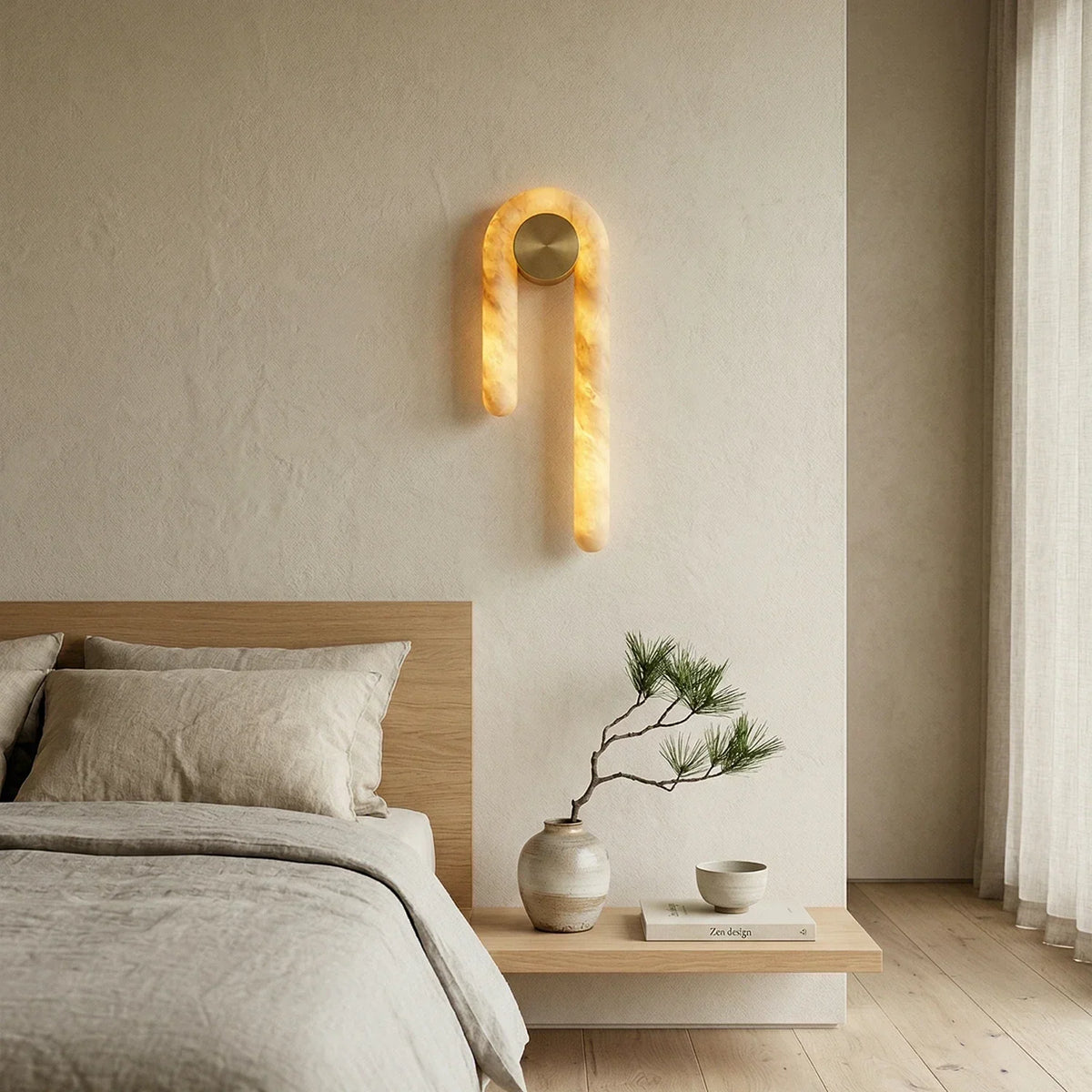 J-Shape Arlo Loop Alabaster Wall Sconce – Alabaster detail 5