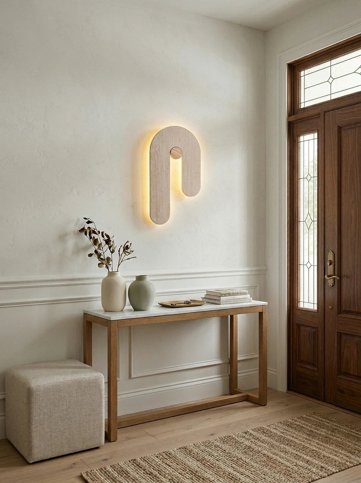 J-Shape Travertine Wall Sconce – Travertine detail 12