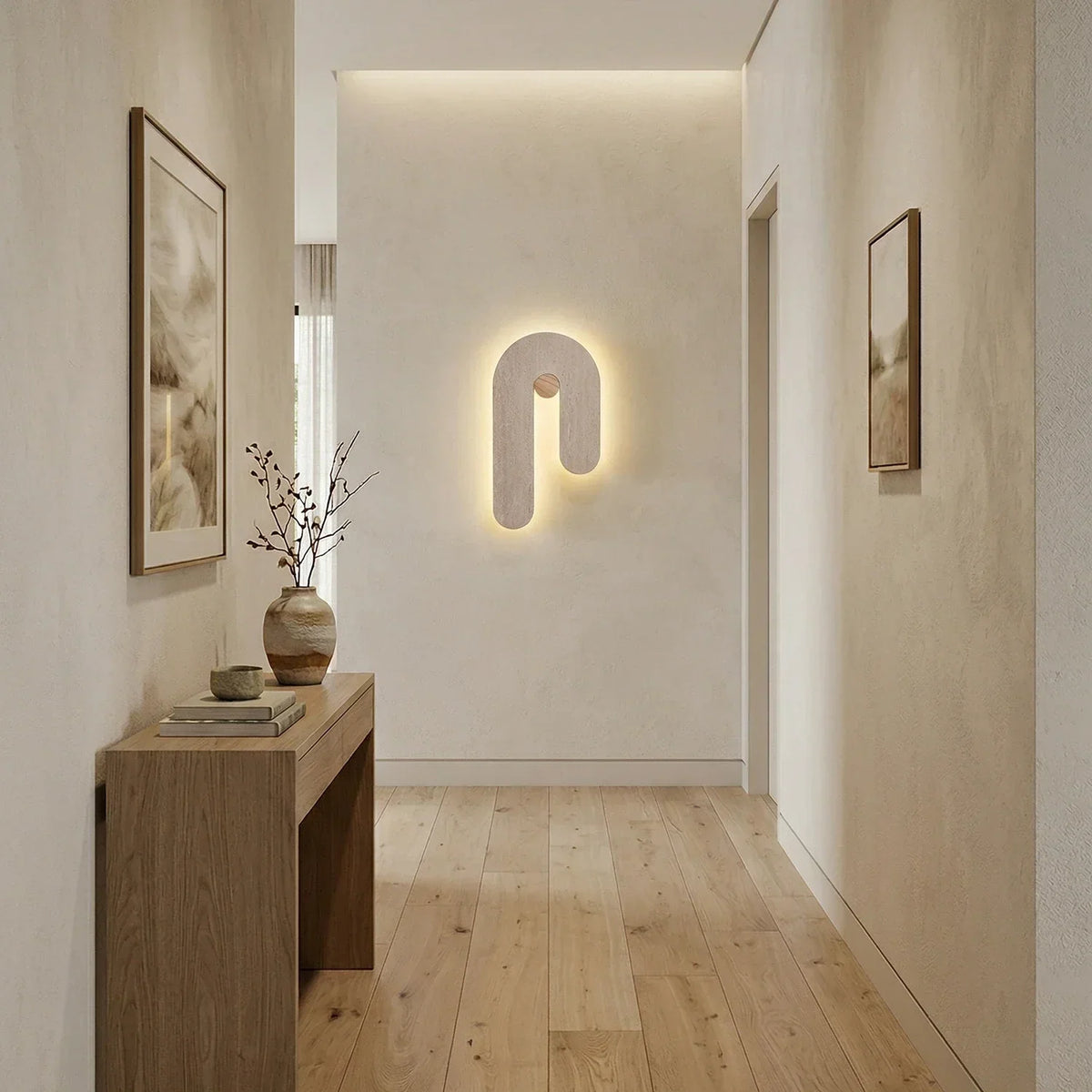 J-Shape Travertine Wall Sconce – Travertine detail 7