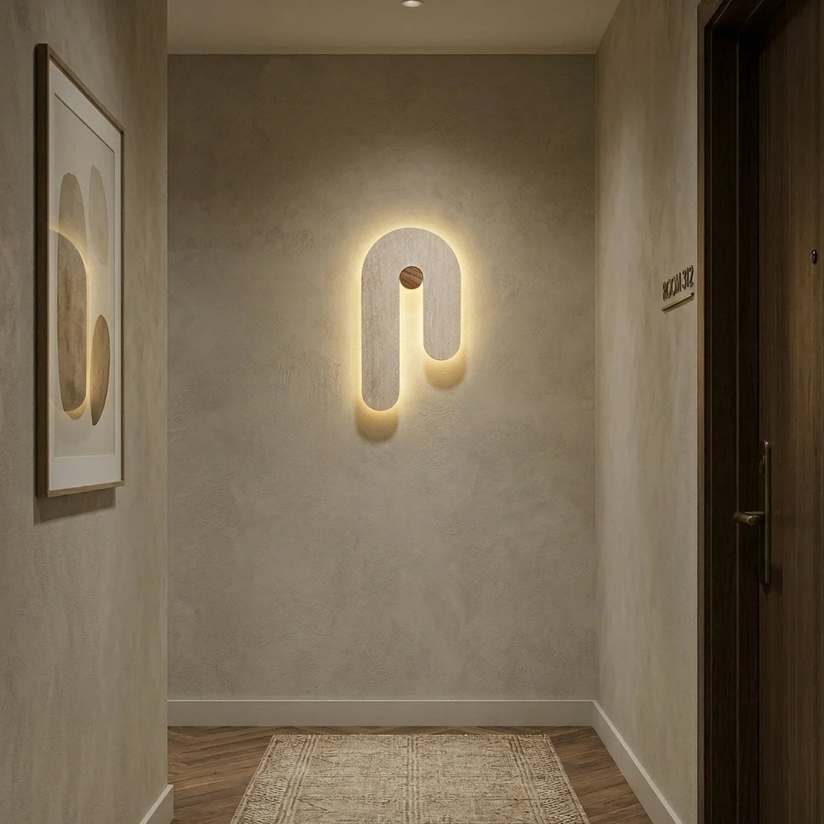 J-Shape Travertine Wall Sconce – Travertine detail 6