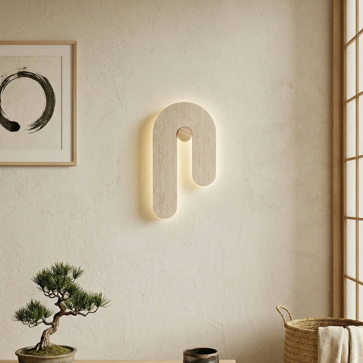 J-Shape Travertine Wall Sconce – Travertine detail 5